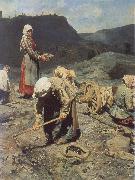 Nikolai Kasatkin Poor People Collecting Coal in an Abandoned Pit oil